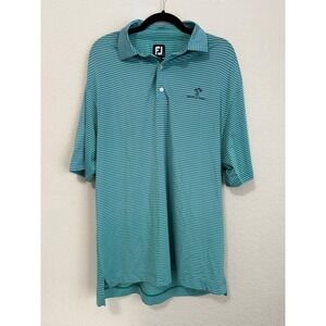 FootJoy‎ Golf Polo Shirt Striped Turquoise Short Sleeve Logo Mens